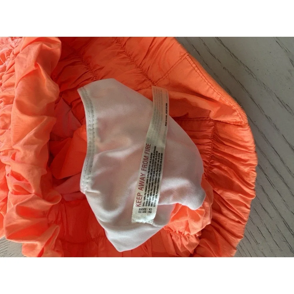 Free People Movement Way Home Shorts Neon Orange Smocked Running Size S EUC